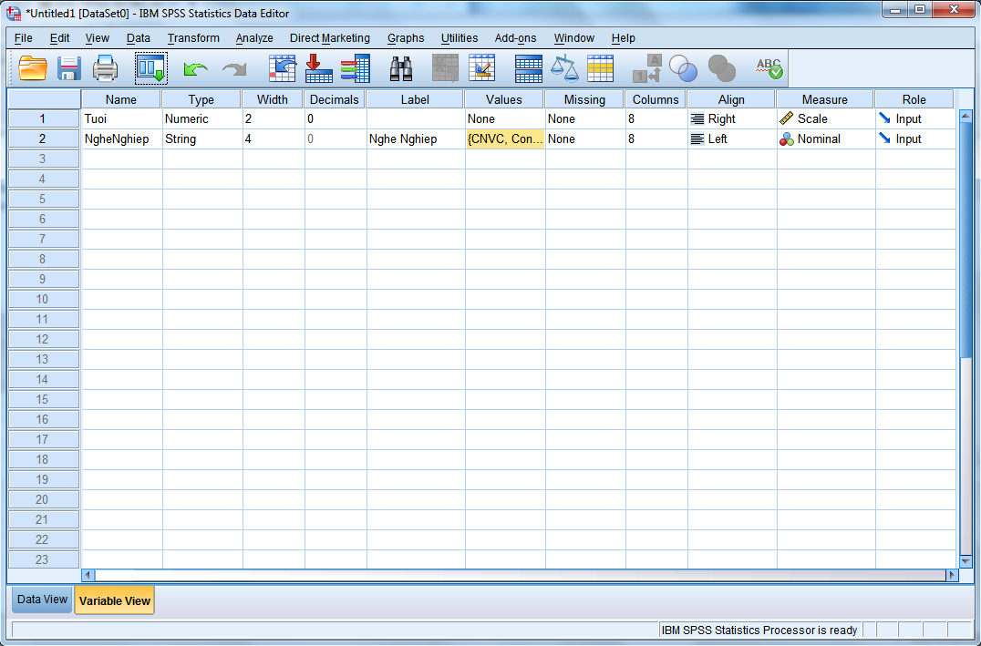 cách nhập dữ liệu vào SPSS
